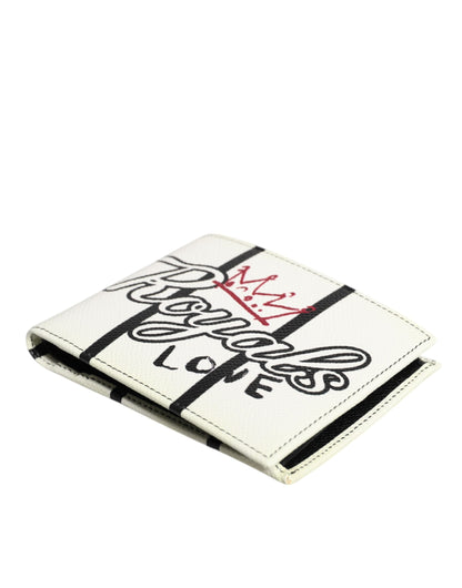 محفظة دولتشي آند غابانا DG Crown Royals ثنائية الطي من الجلد الأبيض