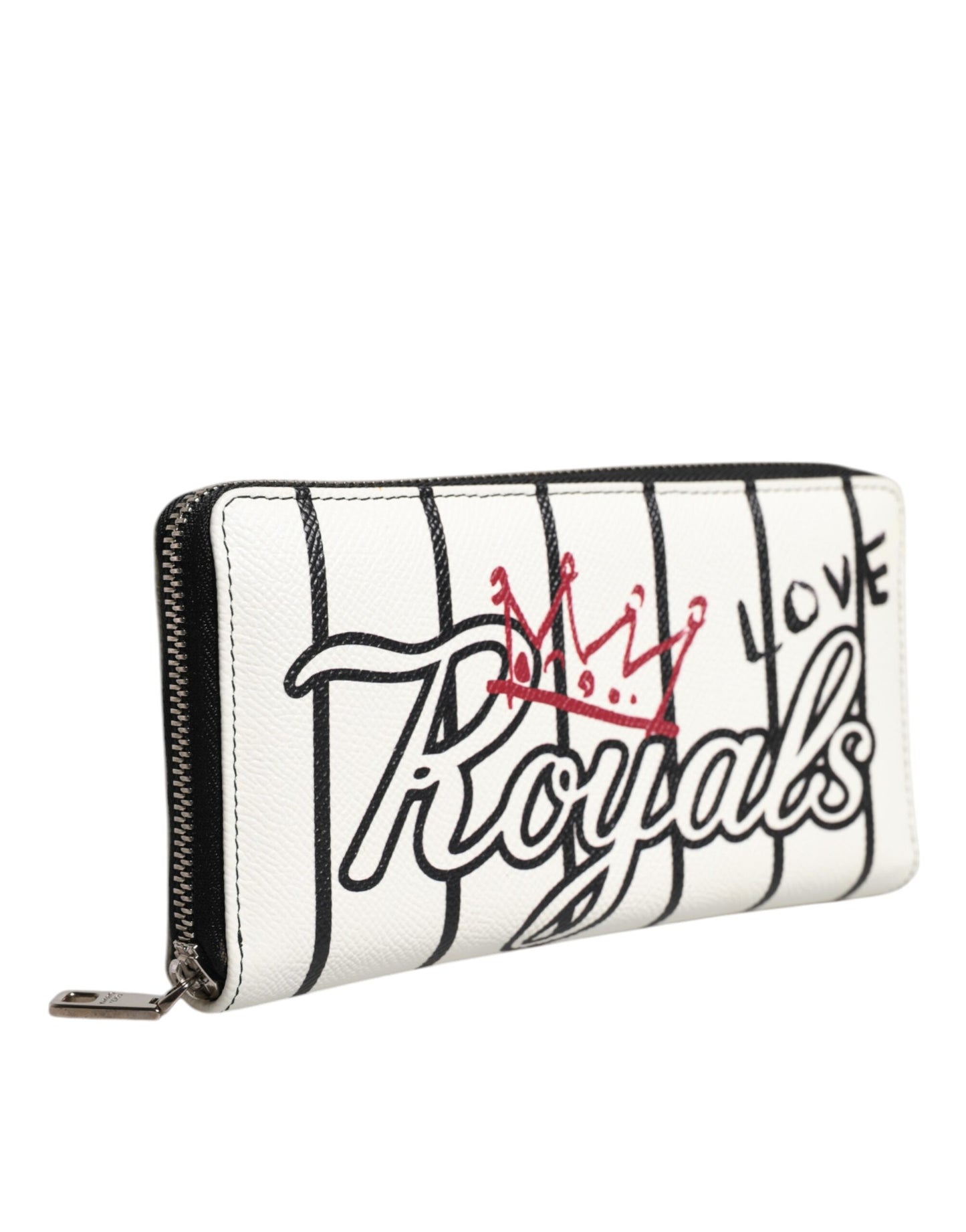 Dolce &amp; Gabbana – DG Crown Royals – Continental-Geldbörse aus weißem Leder mit Rundum-Reißverschluss