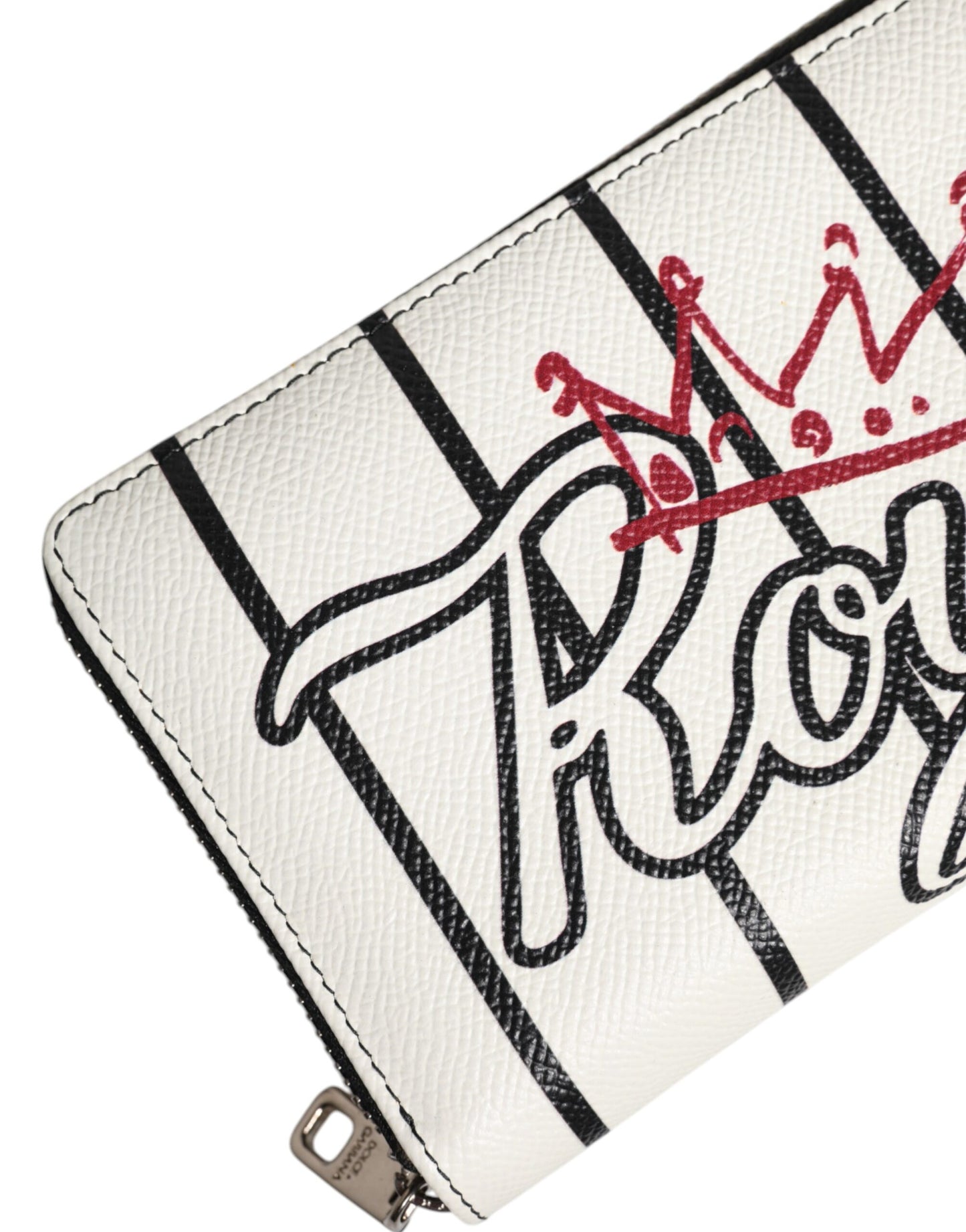 Dolce &amp; Gabbana – DG Crown Royals – Continental-Geldbörse aus weißem Leder mit Rundum-Reißverschluss