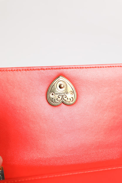 Dolce &amp; Gabbana – Devotion – Umhängetasche mit Handyhülle aus gestepptem Leder in Rot