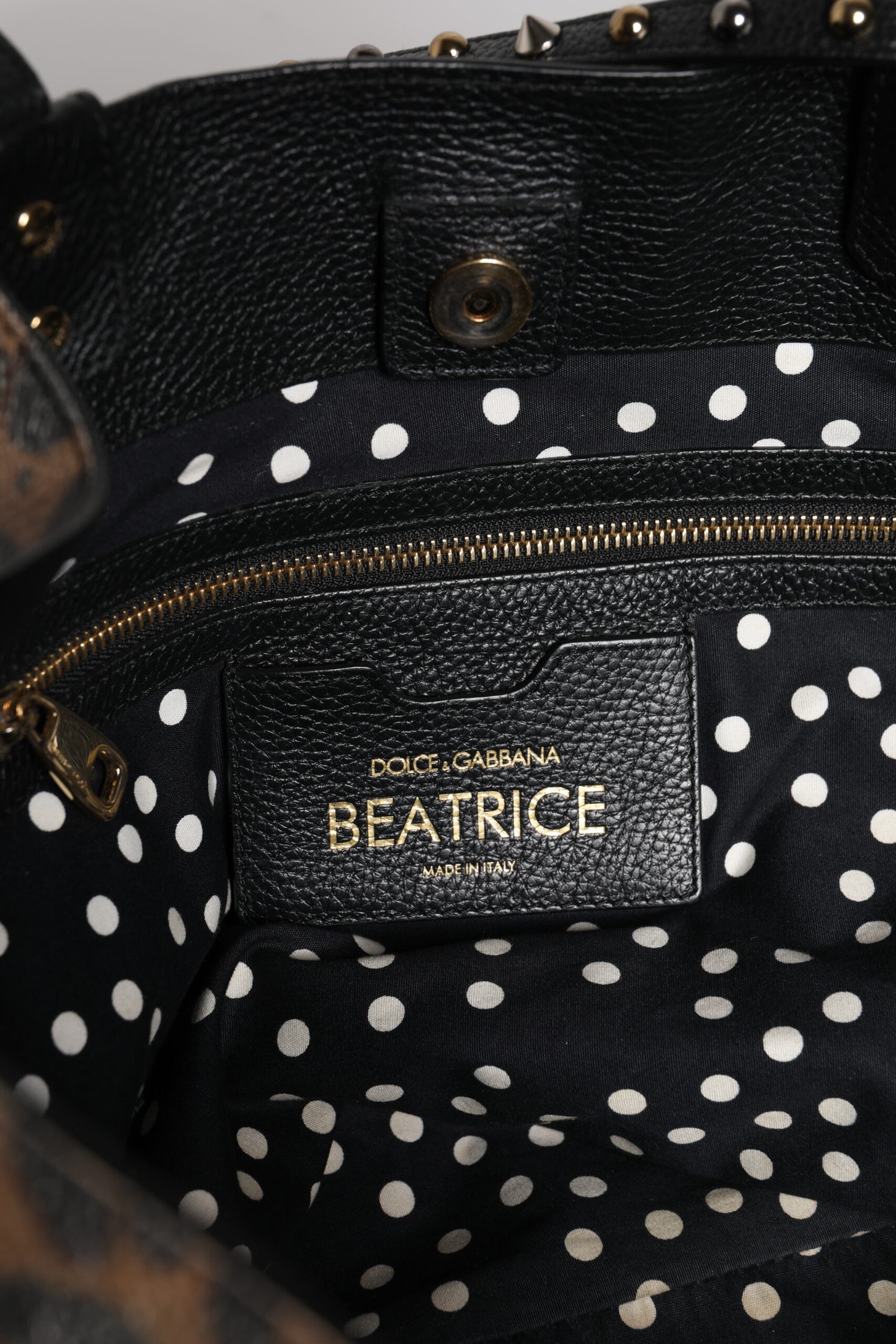 Dolce &amp; Gabbana Braune BEATRICE-Tragetasche aus Leder mit Logo-Plakette und Leopardenmuster