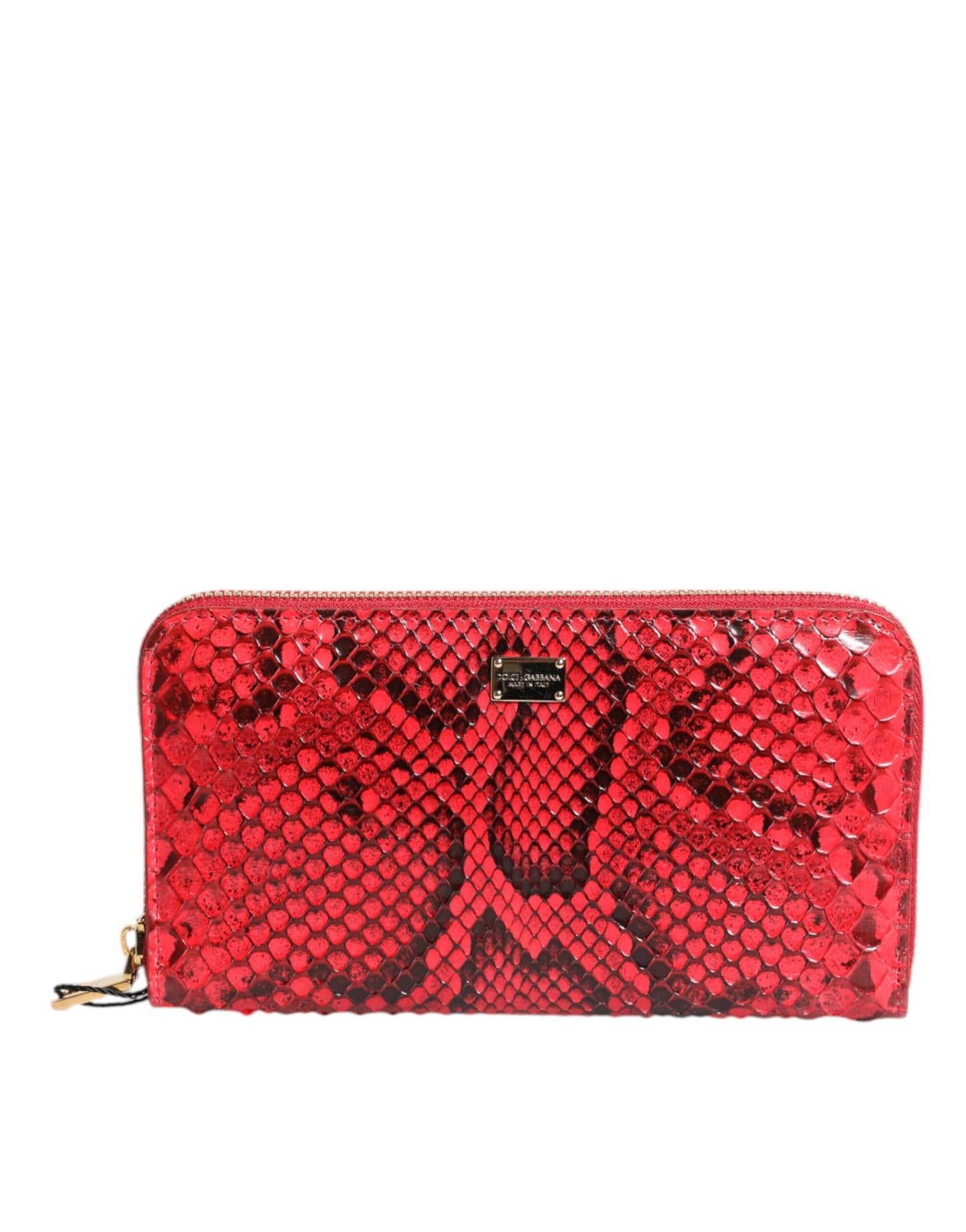 Dolce &amp; Gabbana – Continental-Clutch aus rotem Exotenleder mit Rundum-Reißverschluss