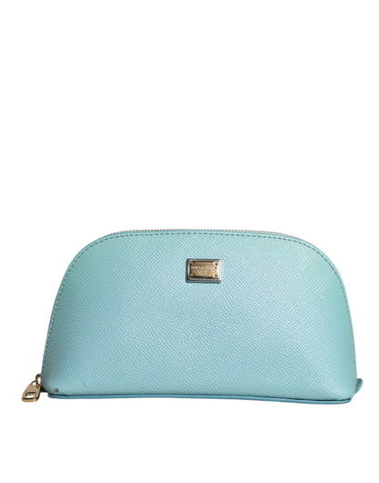 Dolce & Gabbana Light Blue Leather Handbag Clutch Mini Purse Pouch Bag