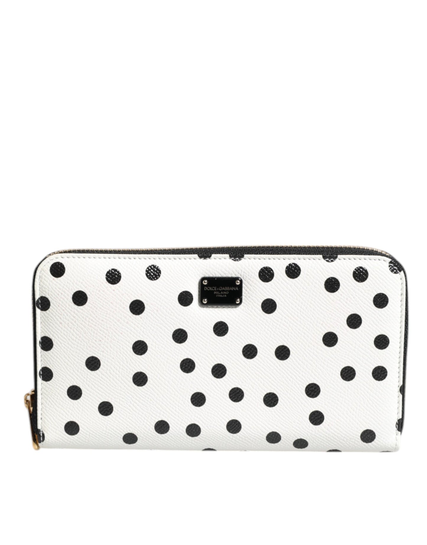 Dolce &amp; Gabbana – Kontinentale Geldbörse aus Leder mit Rundum-Reißverschluss in Weiß und Schwarz