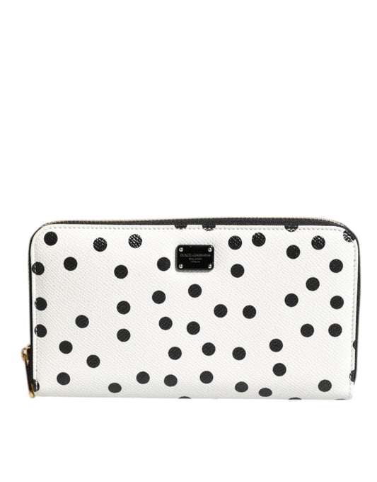 Dolce &amp; Gabbana – Kontinentale Geldbörse aus Leder mit Rundum-Reißverschluss in Weiß und Schwarz