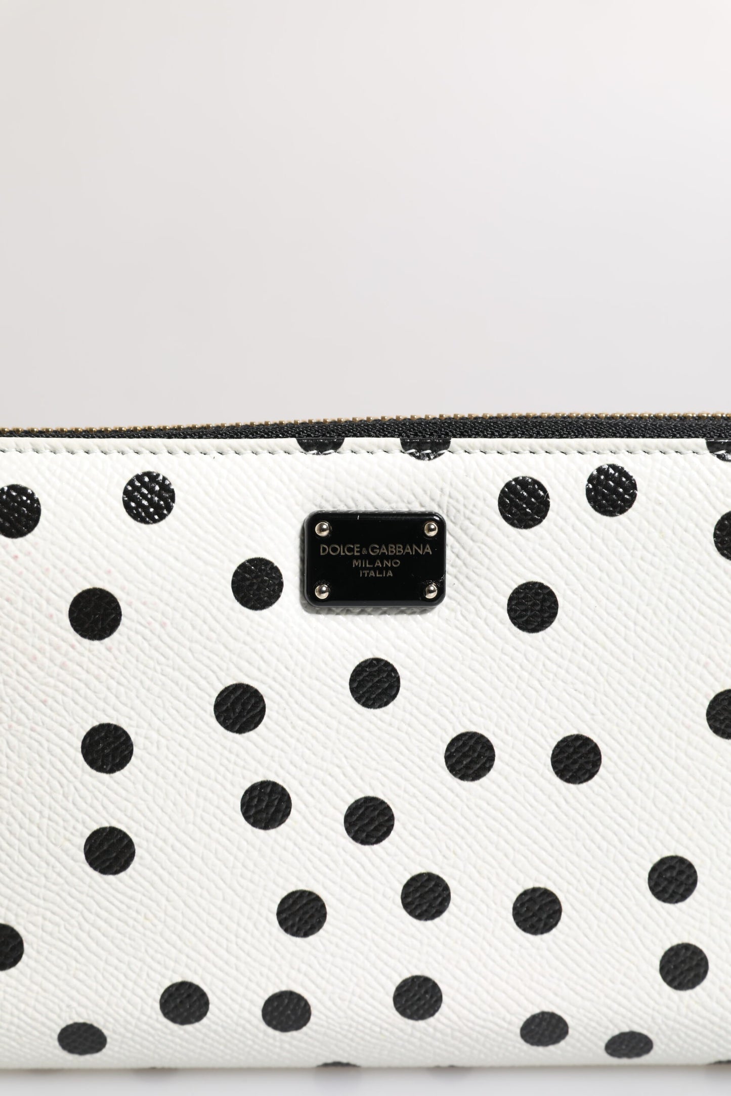 Dolce &amp; Gabbana – Kontinentale Geldbörse aus Leder mit Rundum-Reißverschluss in Weiß und Schwarz