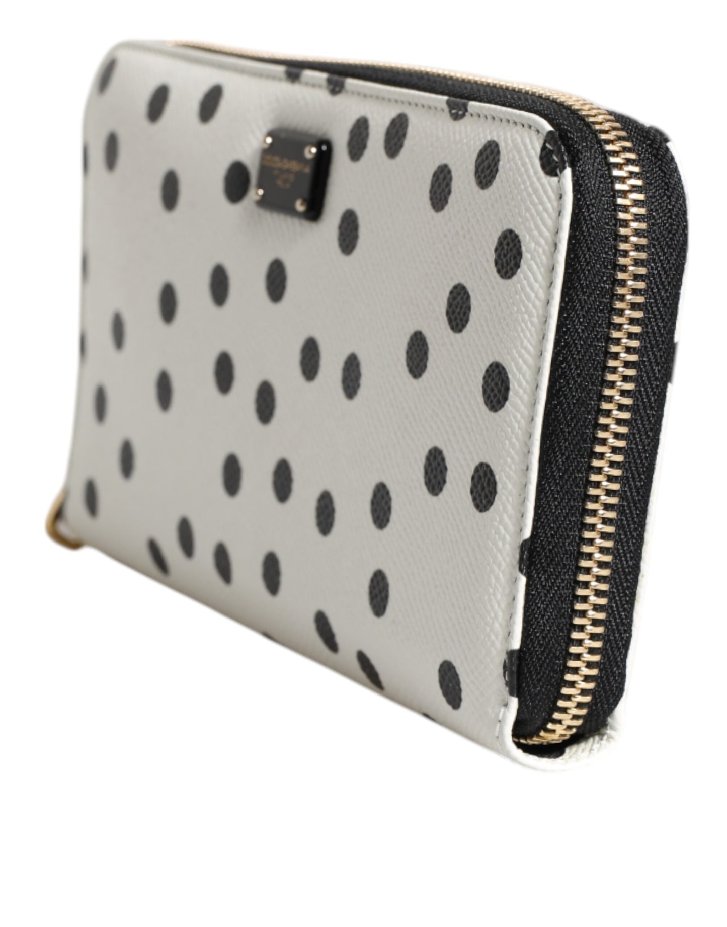 Dolce &amp; Gabbana – Kontinentale Geldbörse aus Leder mit Rundum-Reißverschluss in Weiß und Schwarz