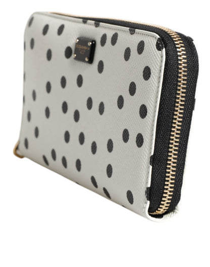 Dolce &amp; Gabbana – Kontinentale Geldbörse aus Leder mit Rundum-Reißverschluss in Weiß und Schwarz