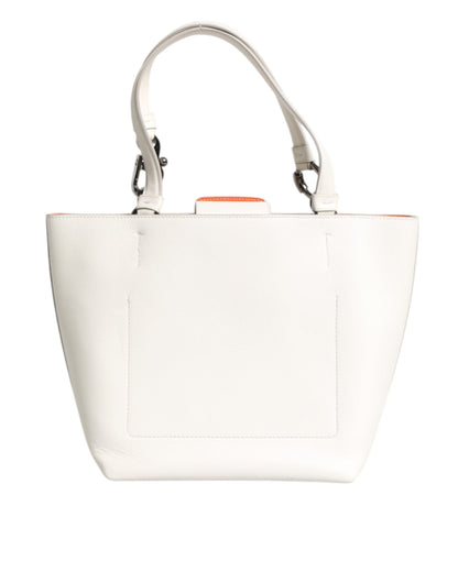 Dolce & Gabbana White Leather #DG BEATRICE Top Handle Tote Bag
