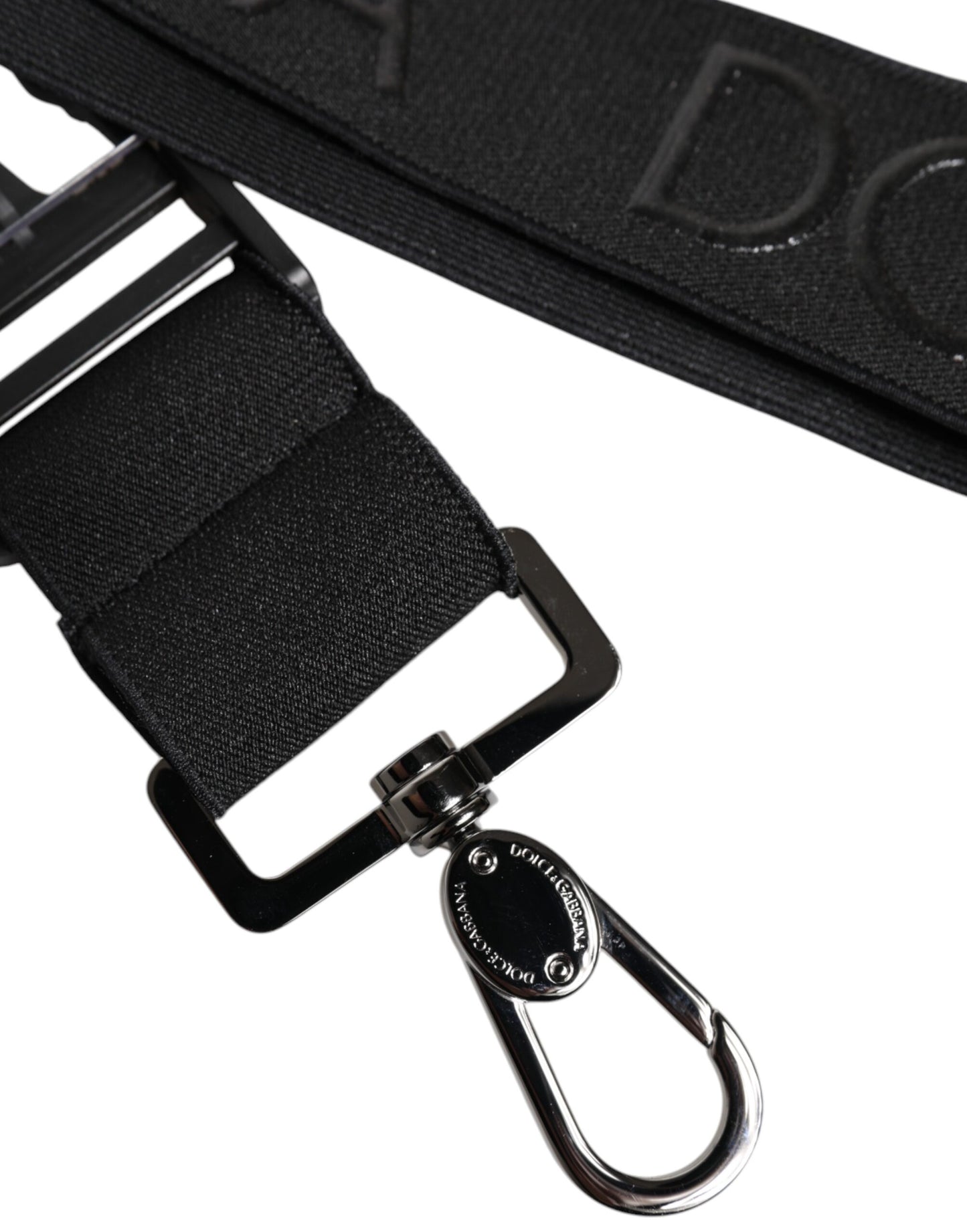 Dolce & Gabbana Black Stretch Polyester Rubberised DG Logo Keychain