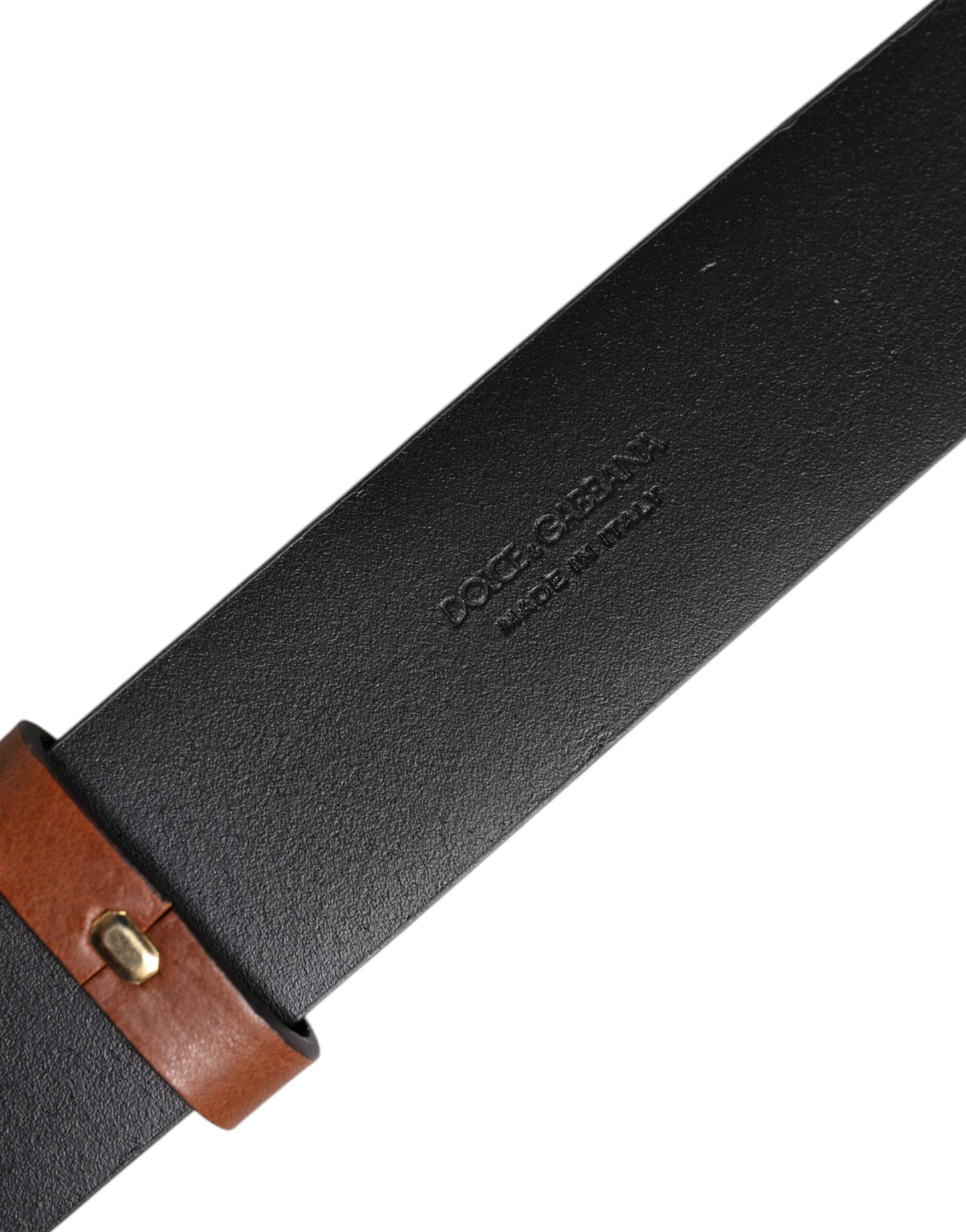 Dolce &amp; Gabbana Brauner Ledergürtel mit goldener Kristallschnalle