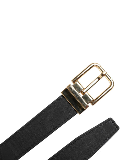 Dolce & Gabbana Black Classic Gold Metal Logo Buckle Belt