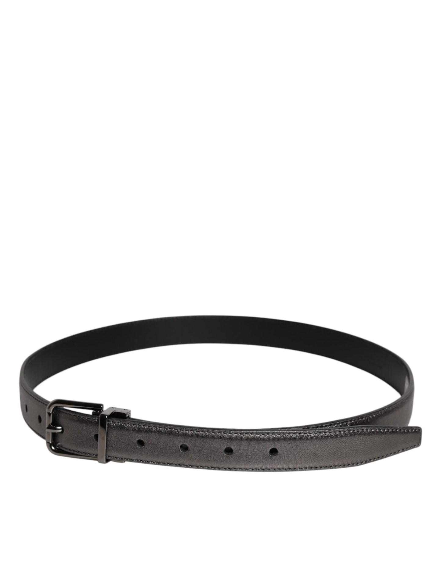 Dolce & Gabbana Black Leather Classic Metal Logo Buckle Belt