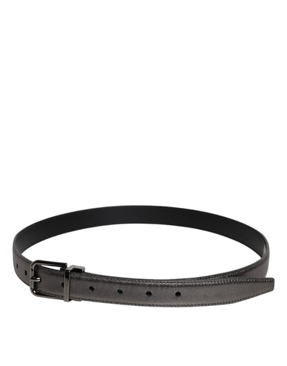 Dolce & Gabbana Black Leather Classic Metal Logo Buckle Belt