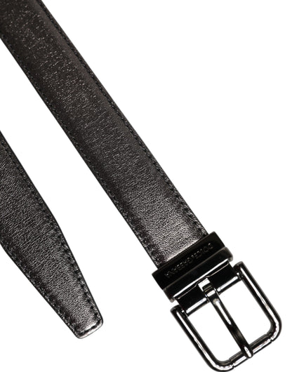 Dolce & Gabbana Black Leather Classic Metal Logo Buckle Belt