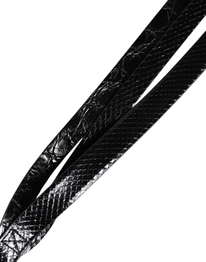 Dolce &amp; Gabbana – Klassischer Gürtel aus schwarzem Leder mit Metall-Logoschnalle