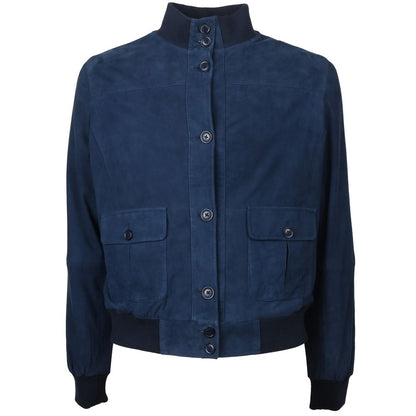 Emilio Romanelli Herren-Bomberjacke aus blauem Kalbsleder