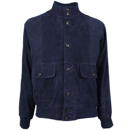 Emilio Romanelli Herren-Bomberjacke aus blauem Kalbsleder