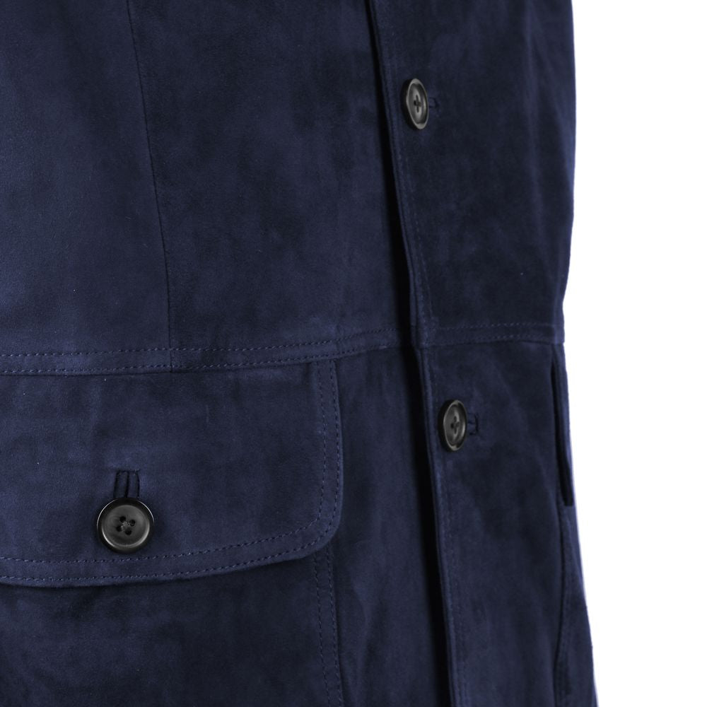 Emilio Romanelli Herren-Bomberjacke aus blauem Kalbsleder