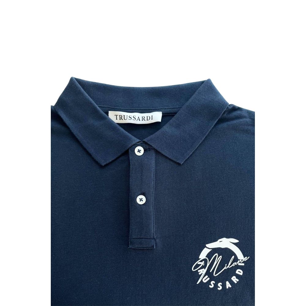 Trussardi Beachwear Blaues Poloshirt aus Baumwolle für Herren