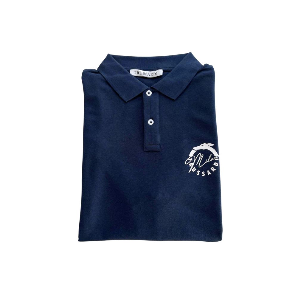 Trussardi Beachwear Blaues Poloshirt aus Baumwolle für Herren
