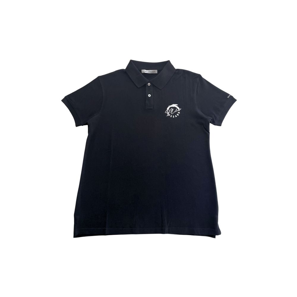Trussardi Beachwear Black Cotton Men Polo Shirt