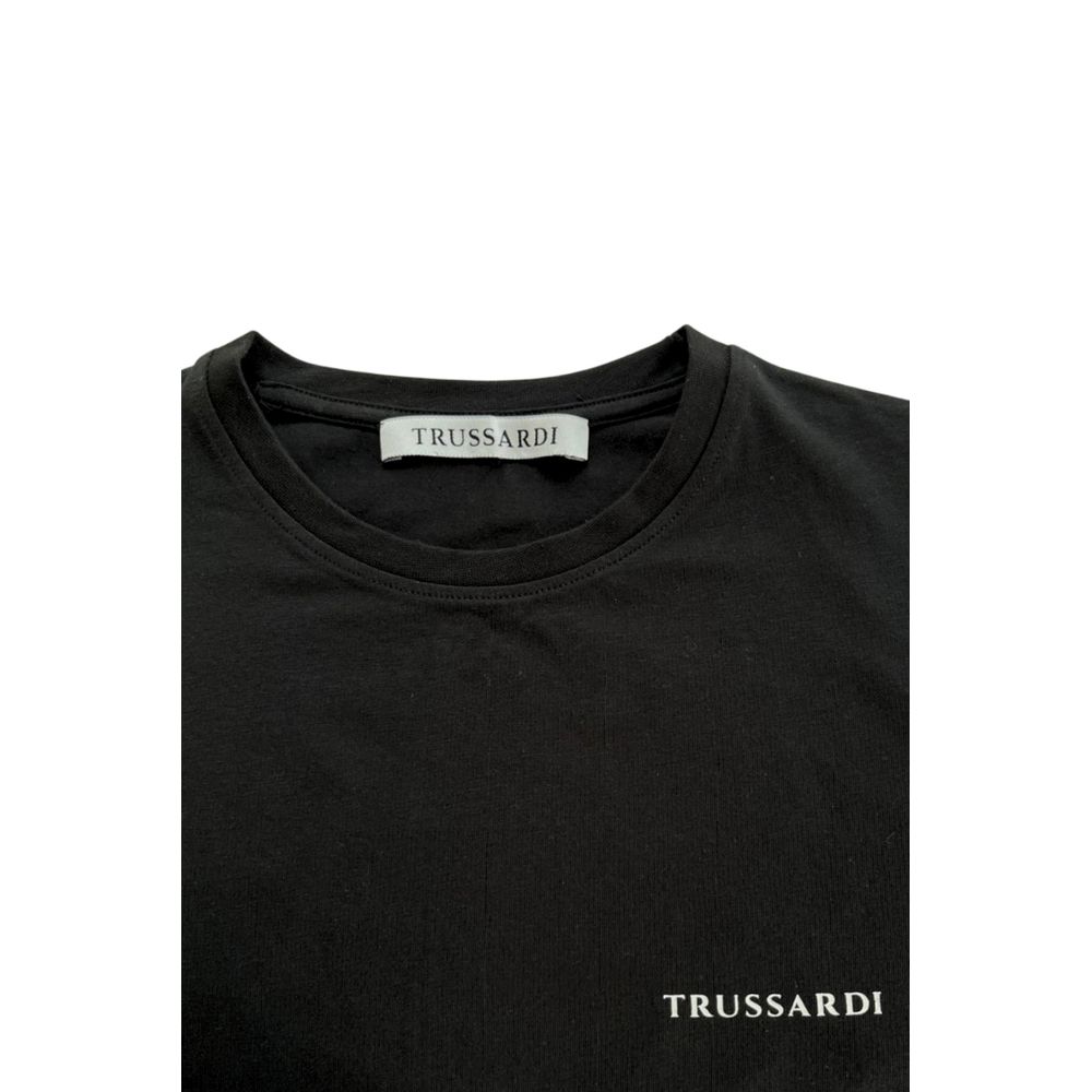 Trussardi Beachwear Schwarzes Baumwoll-T-Shirt für Herren