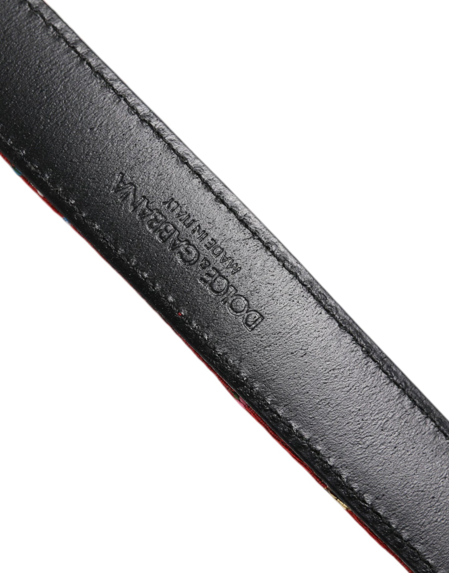 حزام دولتشي آند غابانا الأحمر المزهر بنقشة DG ومشبك معدني