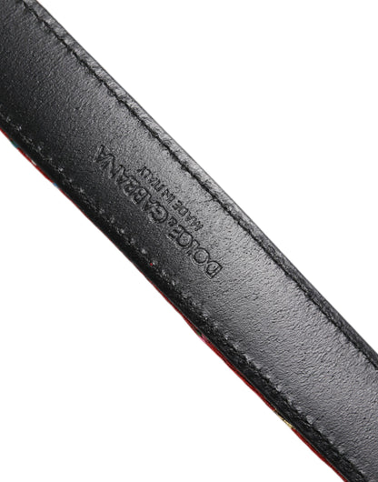 حزام دولتشي آند غابانا الأحمر المزهر بنقشة DG ومشبك معدني