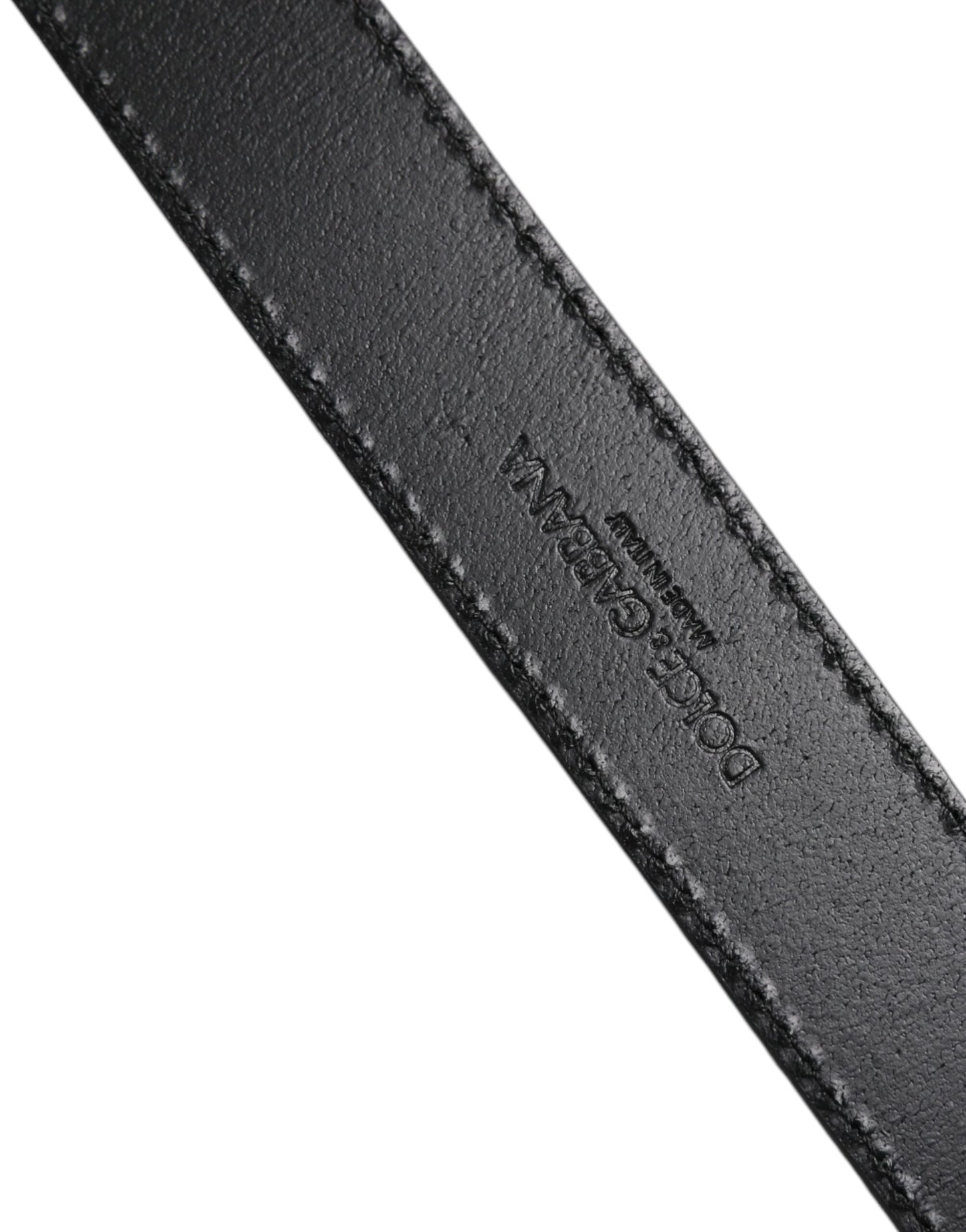 Dolce &amp; Gabbana – Klassischer Gürtel mit goldener Logo-Plakette und Schnalle in Silber