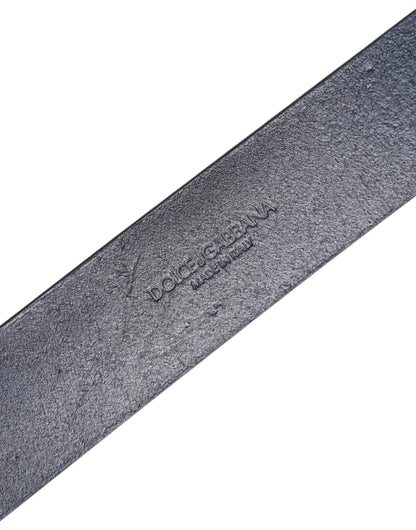 Dolce &amp; Gabbana – Klassischer Ledergürtel mit Metall-Logoschnalle in Blau