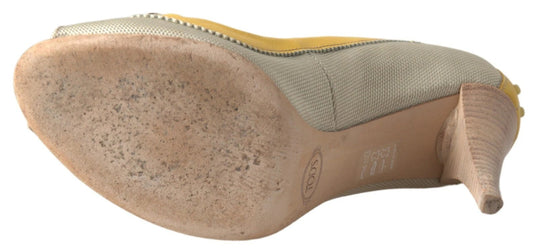 Tod's Gelb Off White Peep Toe Heels Pumps Schuhe