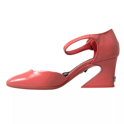 Dolce & Gabbana Peach Leather Ankle Strap Heels Sandals Shoes