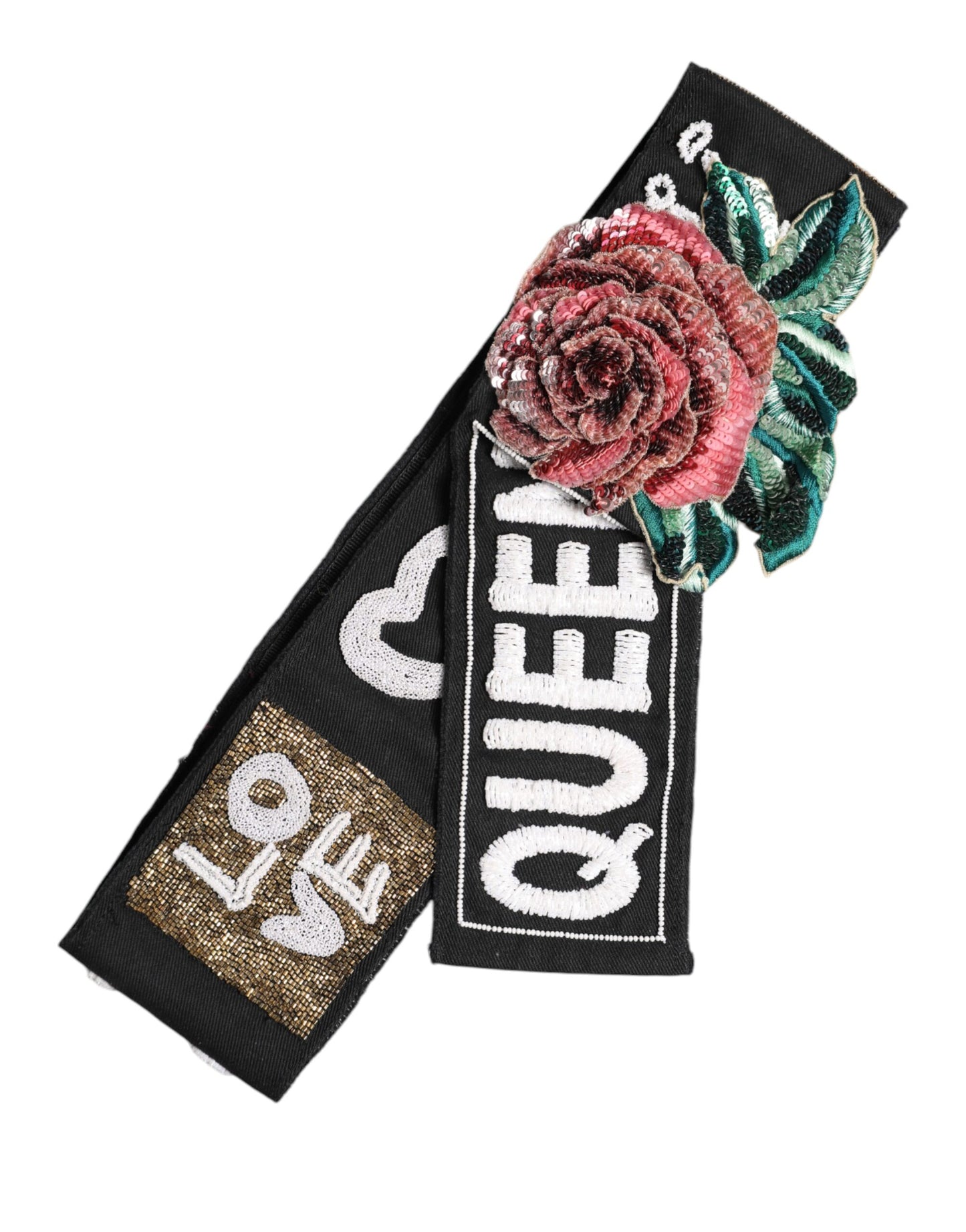 Dolce &amp; Gabbana – Schwarzer, mehrfarbig verzierter Taillengürtel aus Stretch