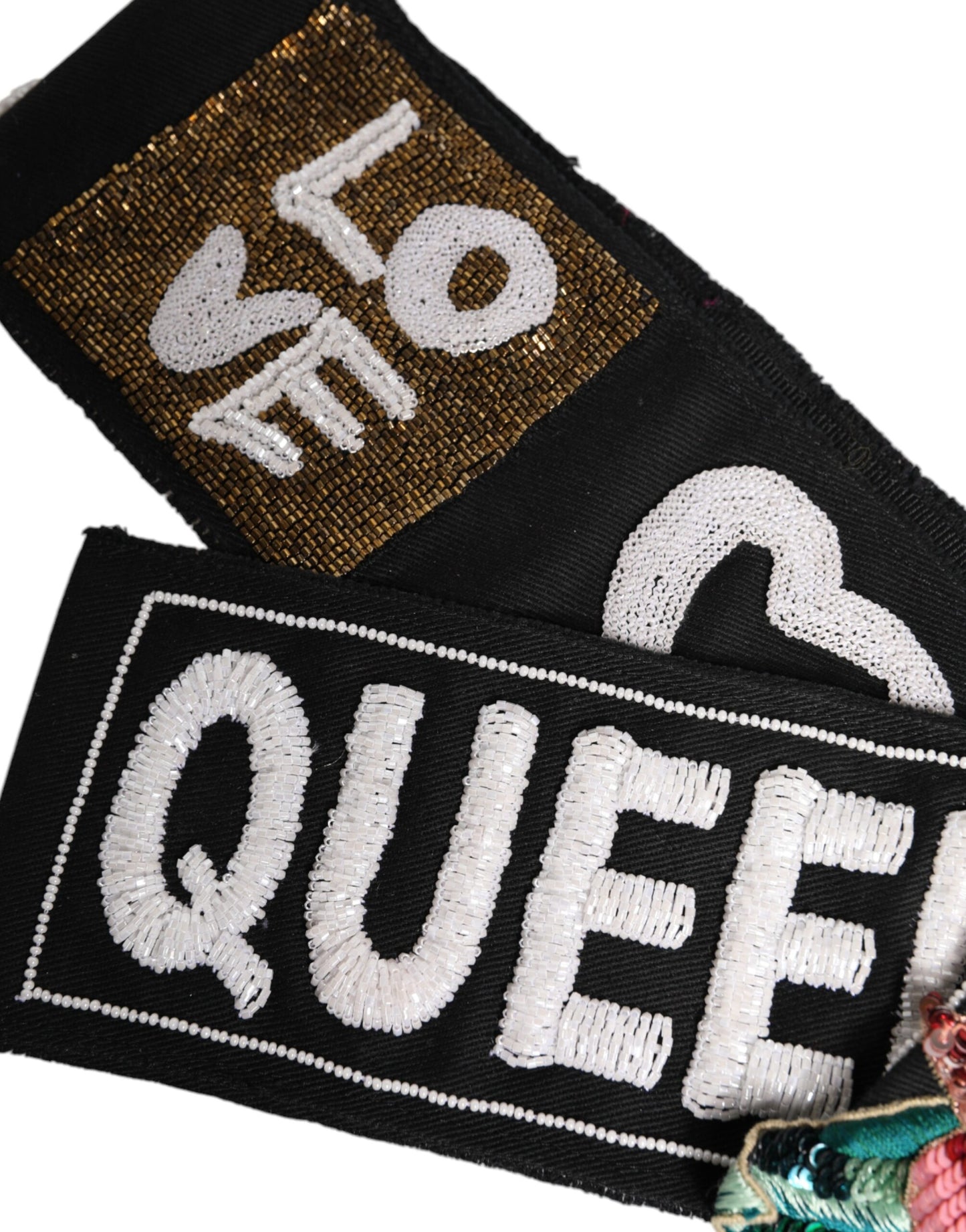 Dolce &amp; Gabbana – Schwarzer, mehrfarbig verzierter Taillengürtel aus Stretch