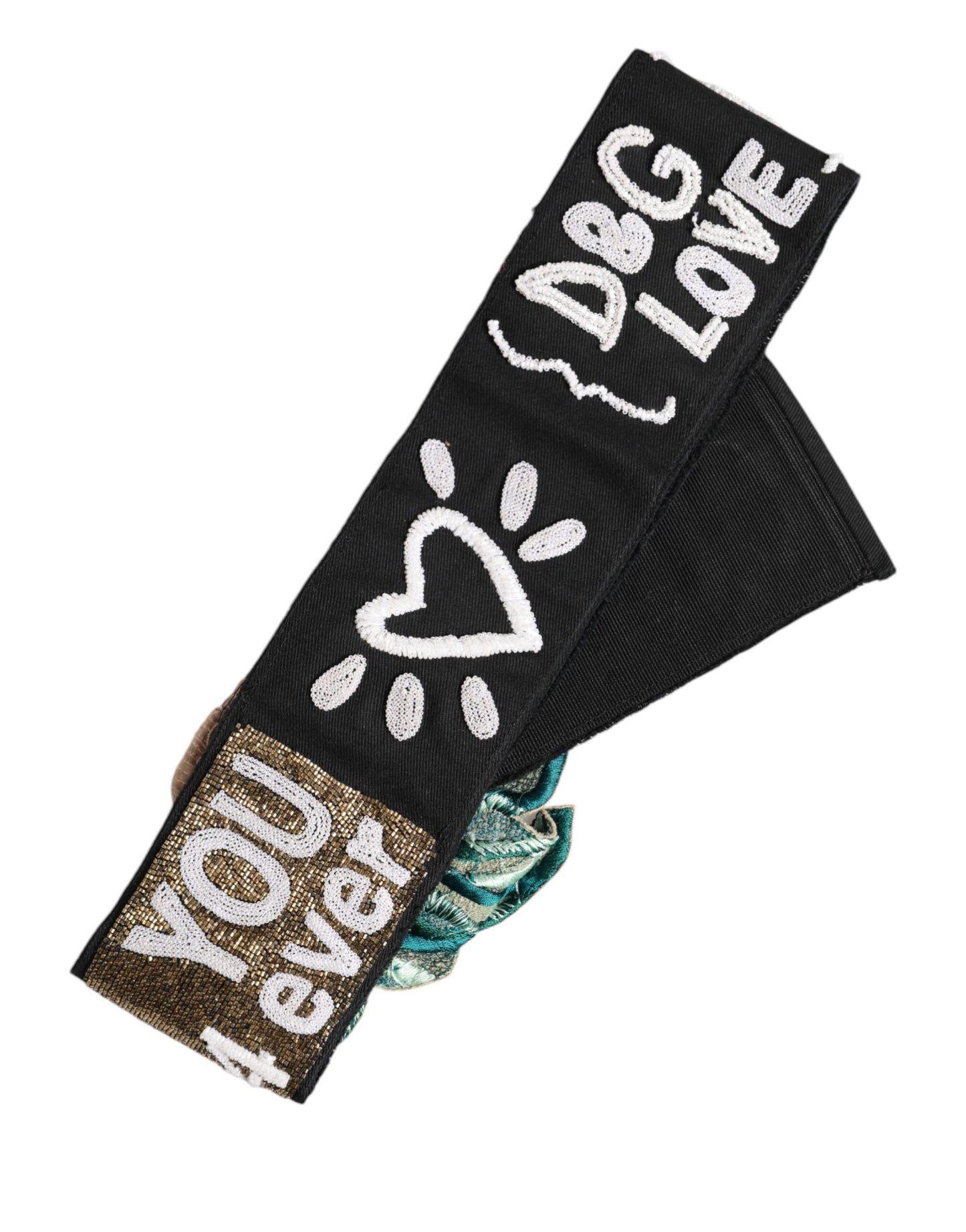 Dolce &amp; Gabbana – Schwarzer, mehrfarbig verzierter Taillengürtel aus Stretch