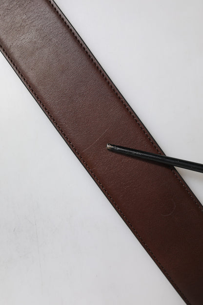 Dolce &amp; Gabbana – Brauner Gürtel mit Metallschnalle und Logogravur