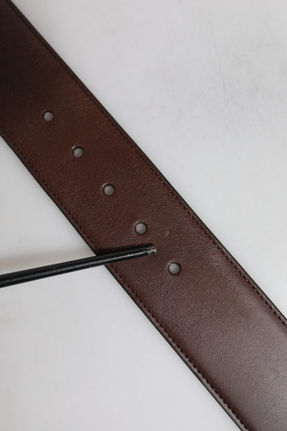 Dolce &amp; Gabbana – Brauner Gürtel mit Metallschnalle und Logogravur