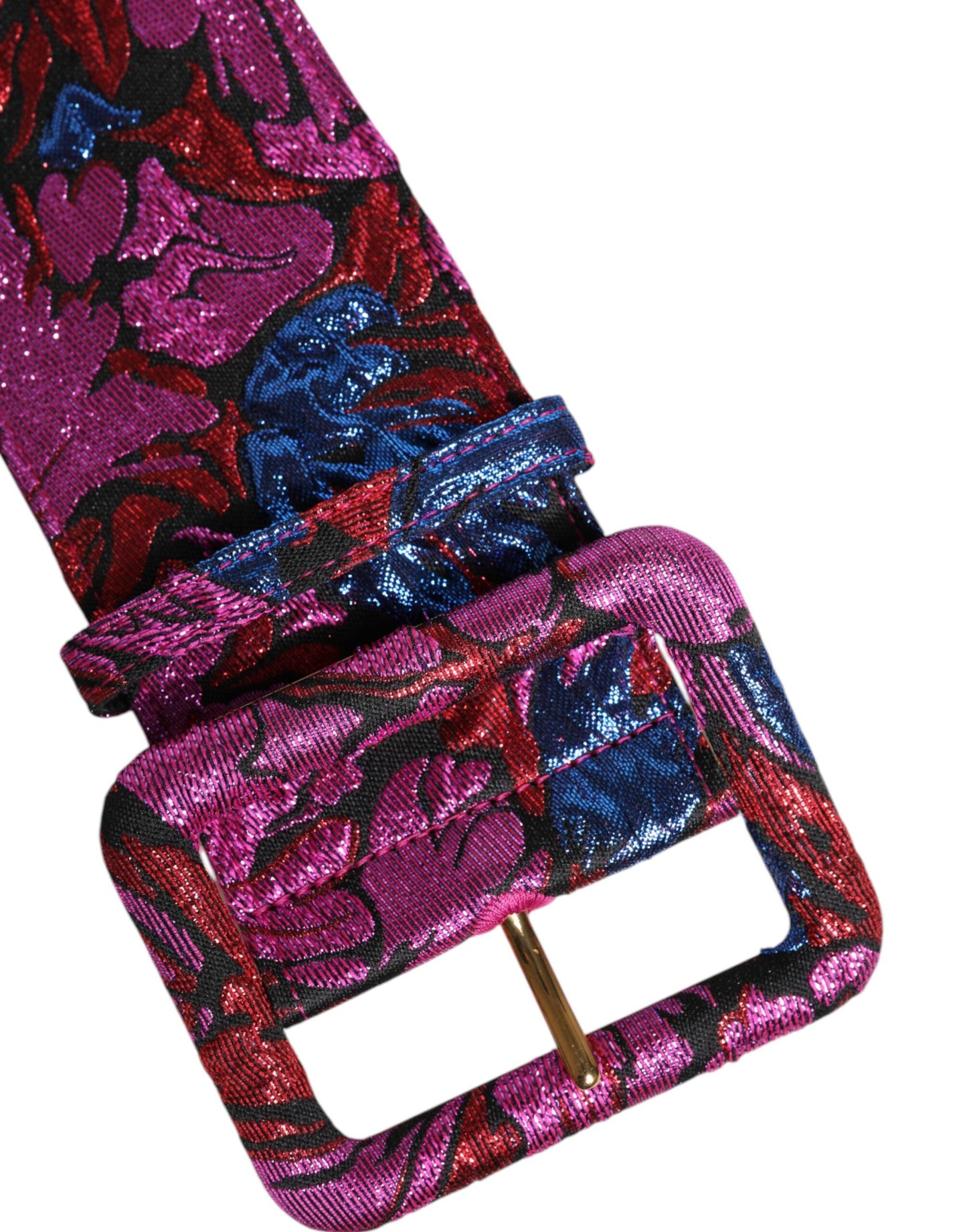 Dolce &amp; Gabbana – Breiter Taillengürtel aus Jacquard-Lurex mit Blumenmuster und Schnalle
