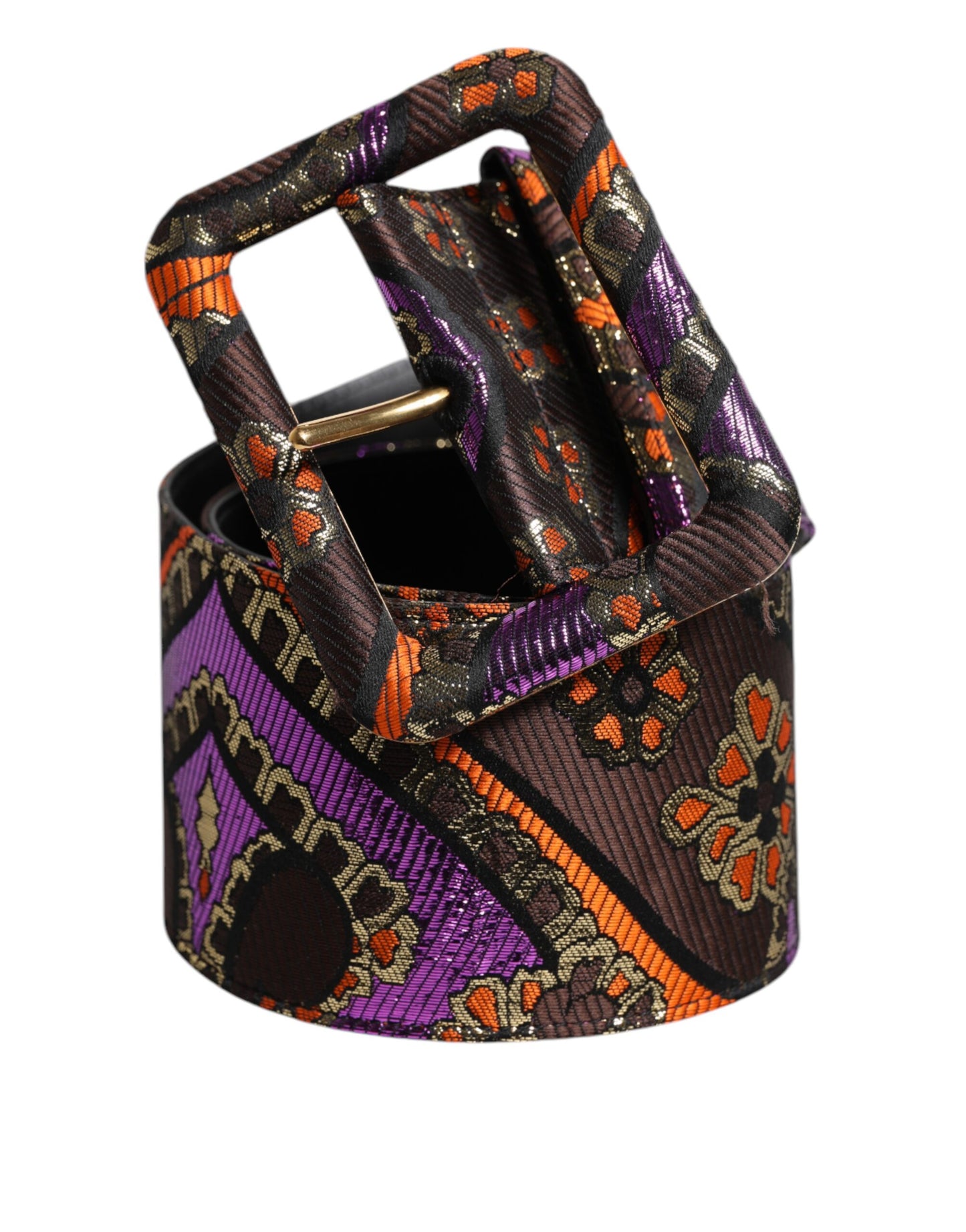 Dolce &amp; Gabbana – Breiter Taillengürtel aus Jacquard-Lurex mit Blumenmuster und Schnalle