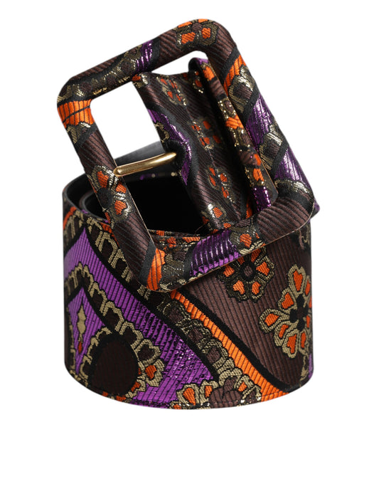 Dolce &amp; Gabbana – Breiter Taillengürtel aus Jacquard-Lurex mit Blumenmuster und Schnalle