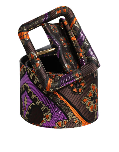 Dolce &amp; Gabbana – Breiter Taillengürtel aus Jacquard-Lurex mit Blumenmuster und Schnalle