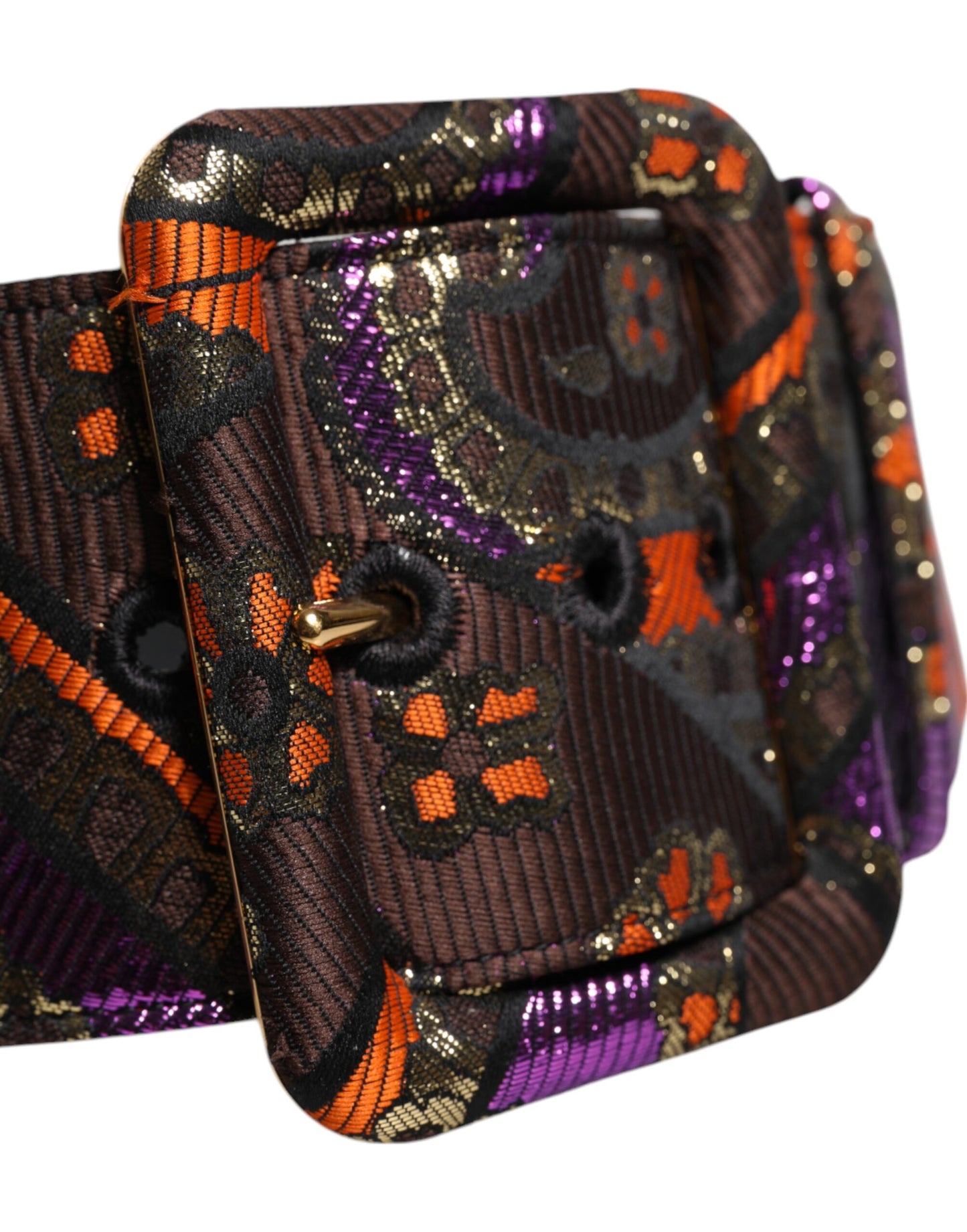 Dolce &amp; Gabbana – Breiter Taillengürtel aus Jacquard-Lurex mit Blumenmuster und Schnalle