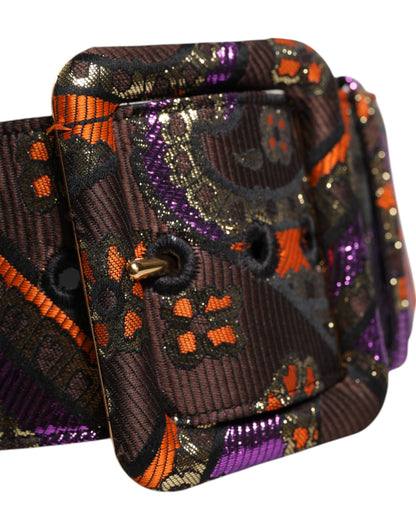 Dolce &amp; Gabbana – Breiter Taillengürtel aus Jacquard-Lurex mit Blumenmuster und Schnalle