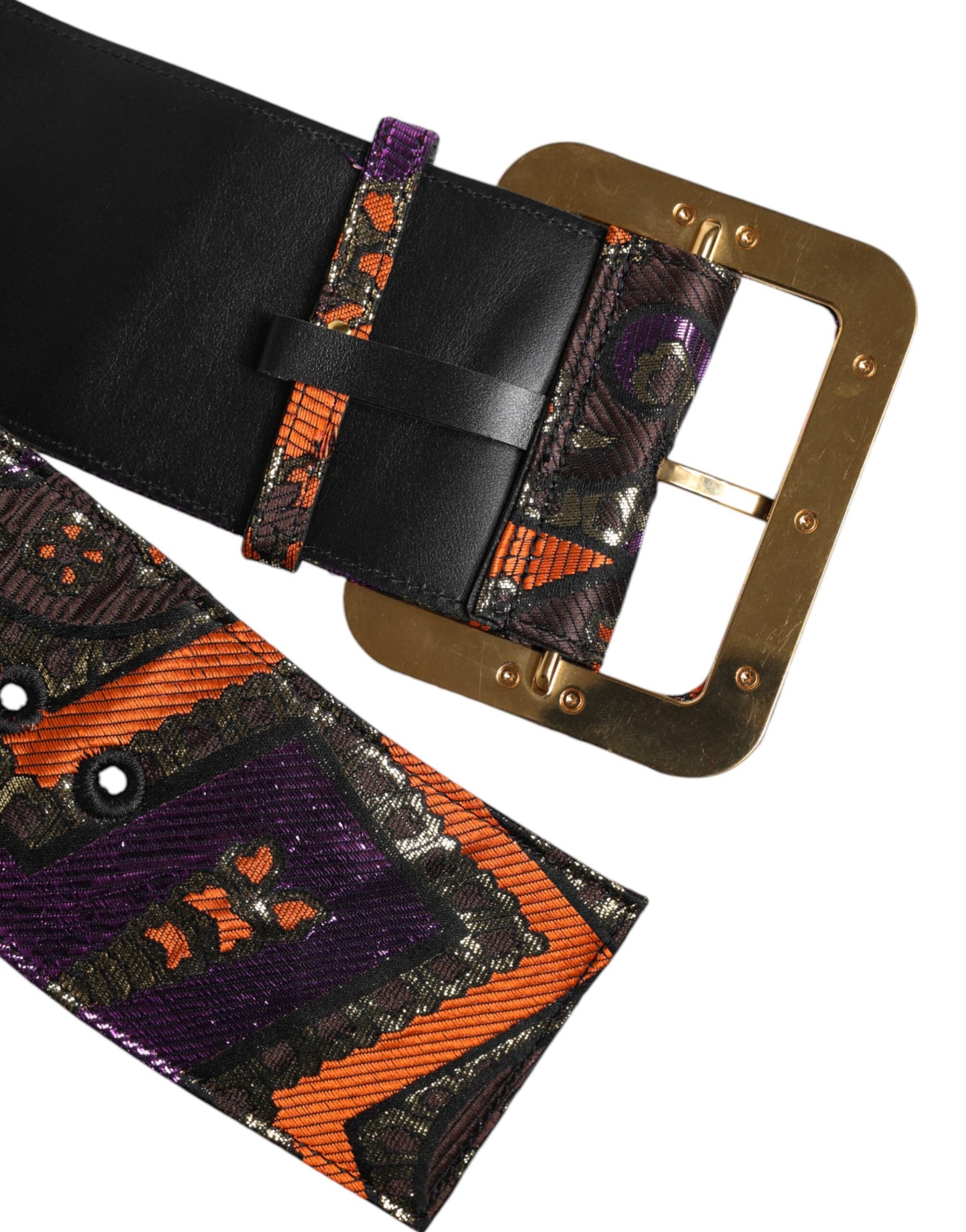 Dolce &amp; Gabbana – Breiter Taillengürtel aus Jacquard-Lurex mit Blumenmuster und Schnalle