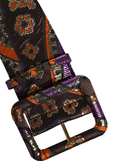 Dolce &amp; Gabbana – Breiter Taillengürtel aus Jacquard-Lurex mit Blumenmuster und Schnalle