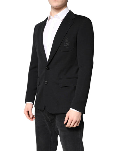Dolce &amp; Gabbana – Schwarzer Slim Fit-Mantel aus Wolle, Blazer, Jacke, Anzug