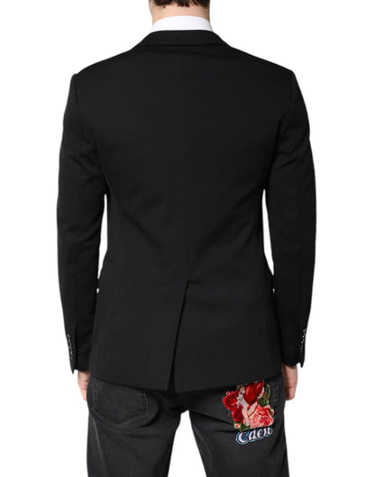 Dolce &amp; Gabbana – Schwarzer Slim Fit-Mantel aus Wolle, Blazer, Jacke, Anzug