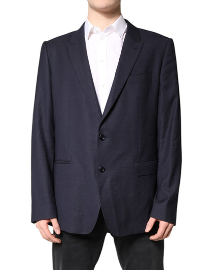 Dolce &amp; Gabbana – Einreihiger Mantel-Blazer-Anzug aus schwarzer Wolle