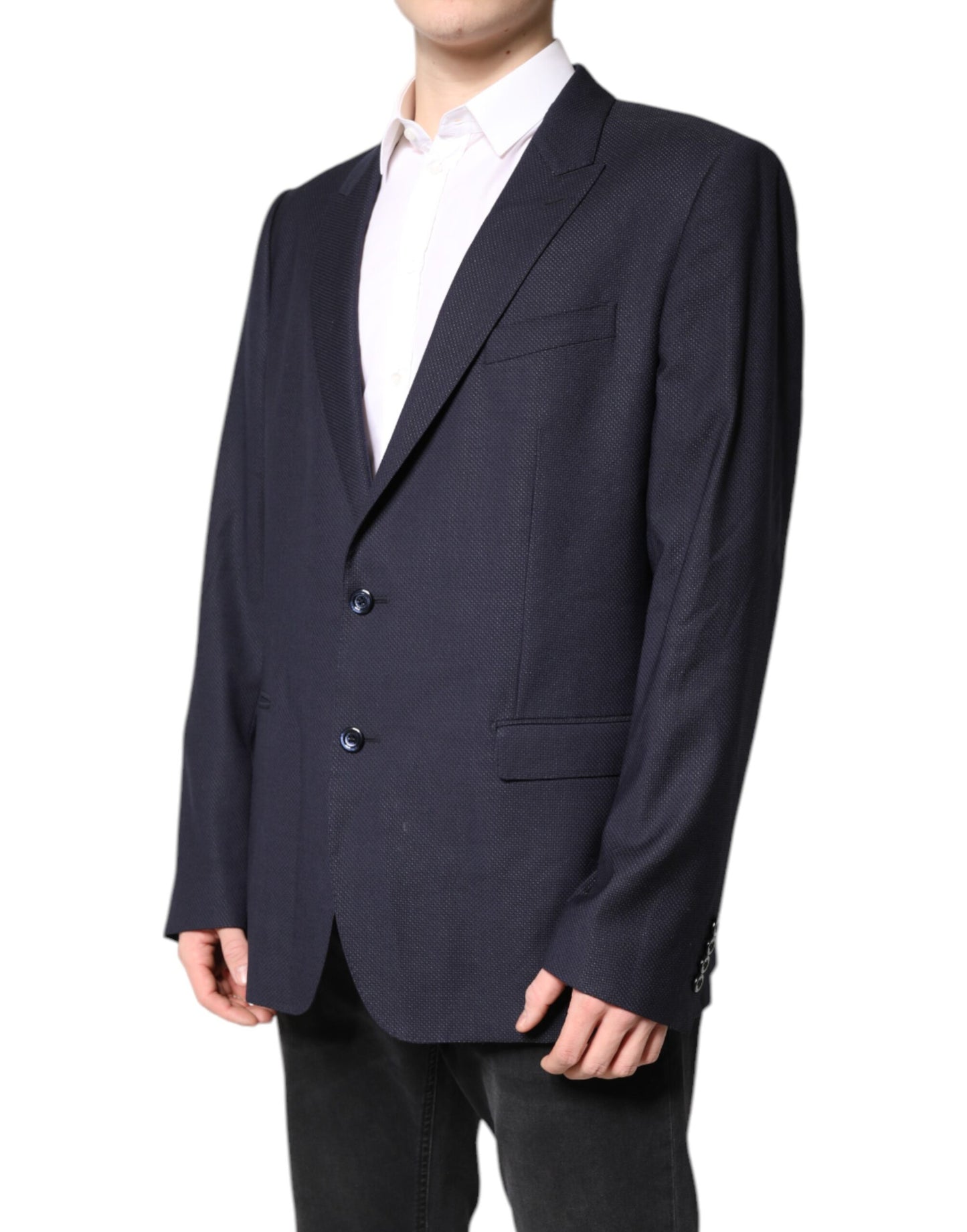 Dolce &amp; Gabbana – Einreihiger Mantel-Blazer-Anzug aus schwarzer Wolle